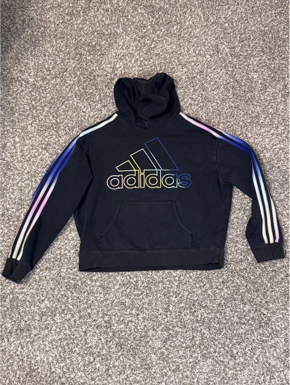 Adidas Rainbow Stripe Logo Hoodie 🌈🖤